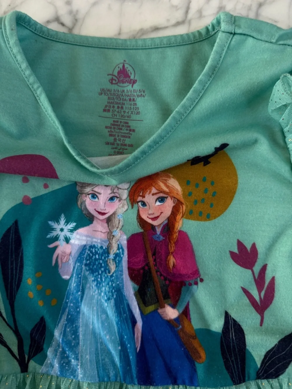 Disney Frozen Elsa and Anna Frozen Long Sleeve Nightgown Dress Sz 5/6 - Picture 2 of 5